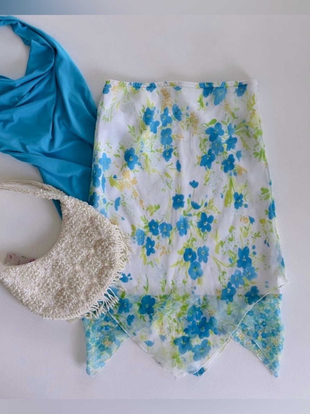 Vintage My Michelle Y2K Blue Floral
Handkerchief Skirt Fairycore